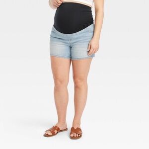 Over The Belly Midi Maternity Jean Shorts| Isabel Maternity